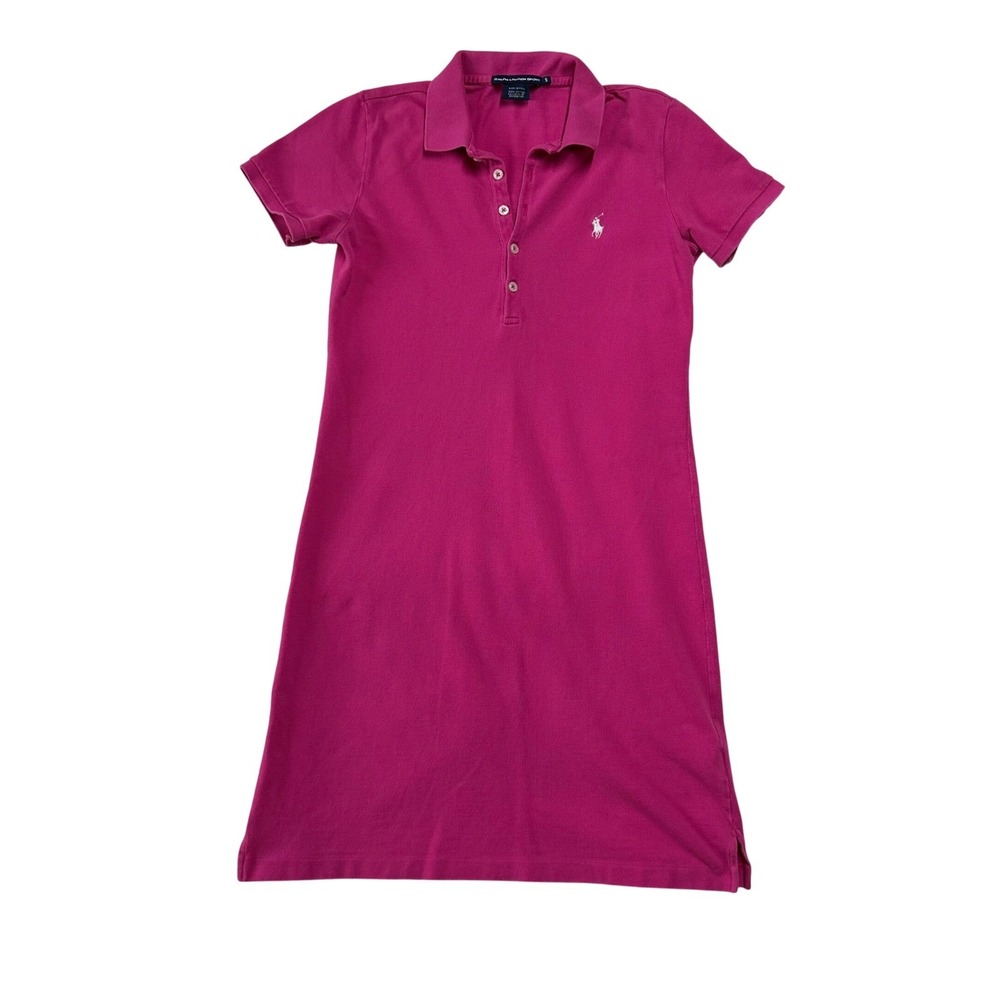 Ralph Lauren Sport Polo Shirt Dress Short Sleeve Pink Pique Size S Womens Y2K